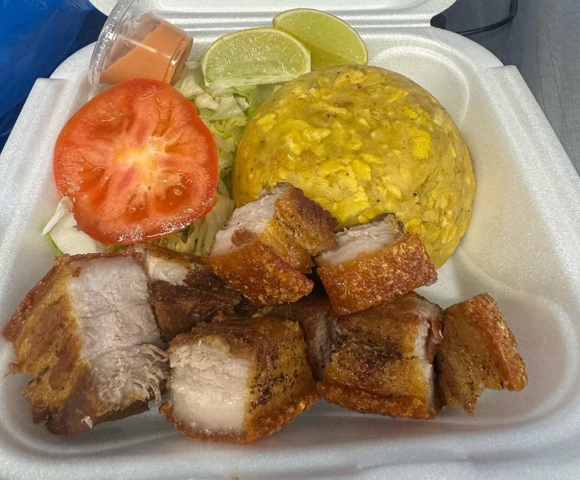 Mofongo with shrimp in garlic sauce